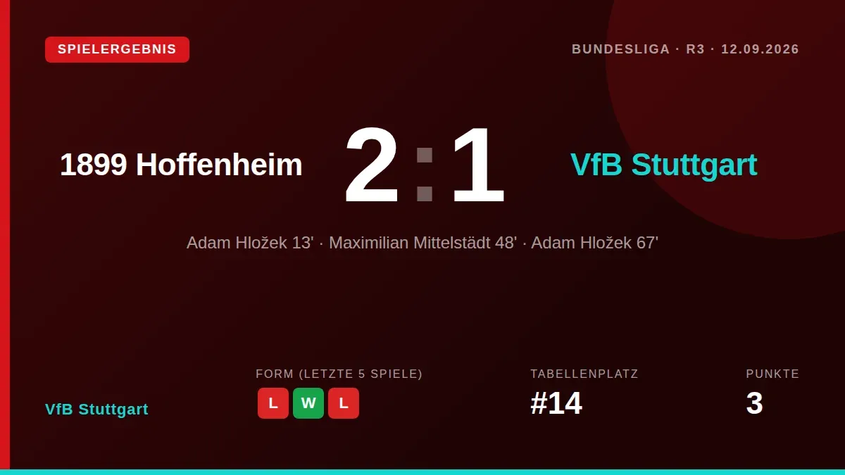 VfB Stuttgart-Coach Sebastian Hoeneß verlangt vor dem Bundesliga-Auswärtsspiel bei der TSG Hoffenheim eine Top-Leistung...